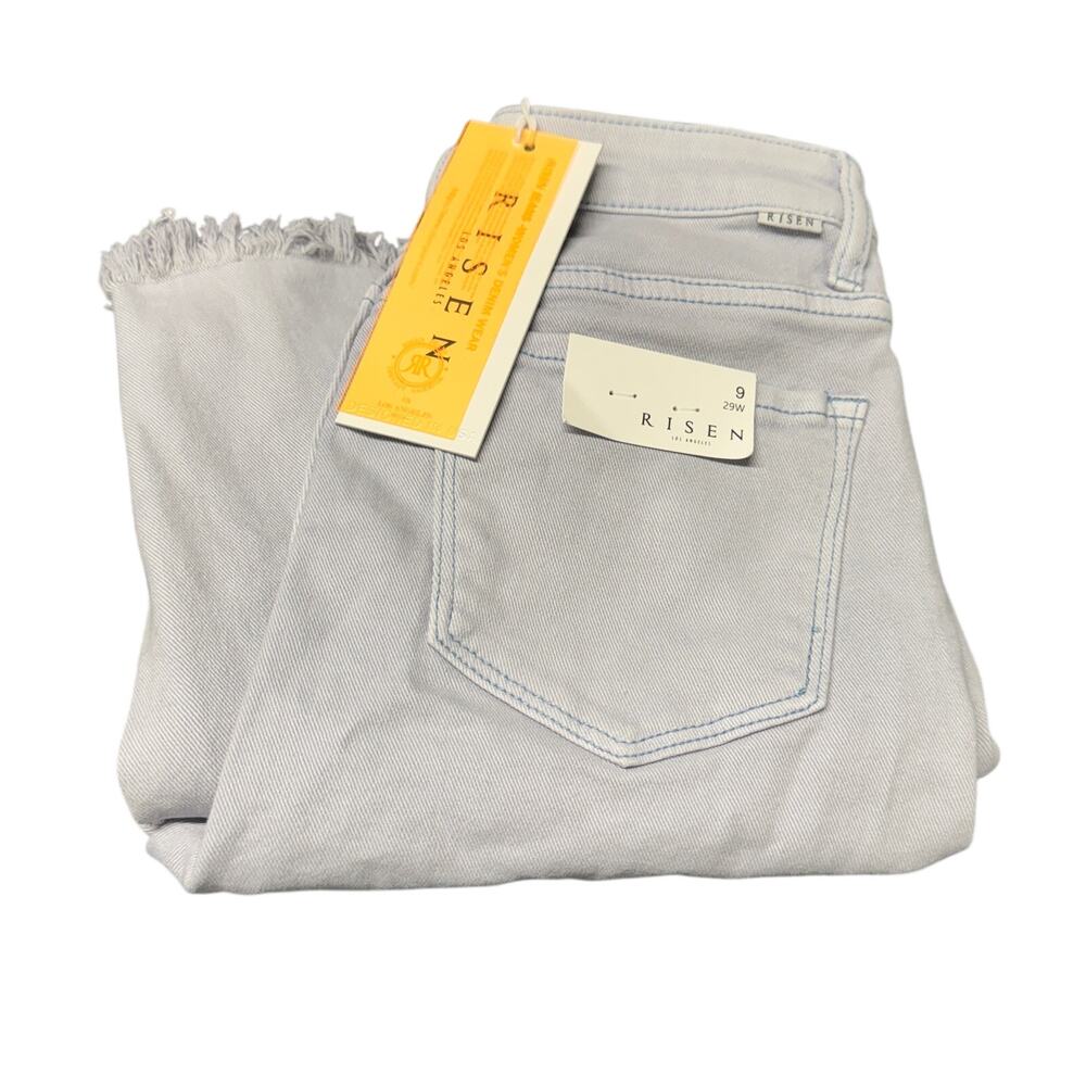 Risen Jeans Womens 9 / 29 (29x27 ACTUAL) Distressed High Rise Ice Blue Denim NEW